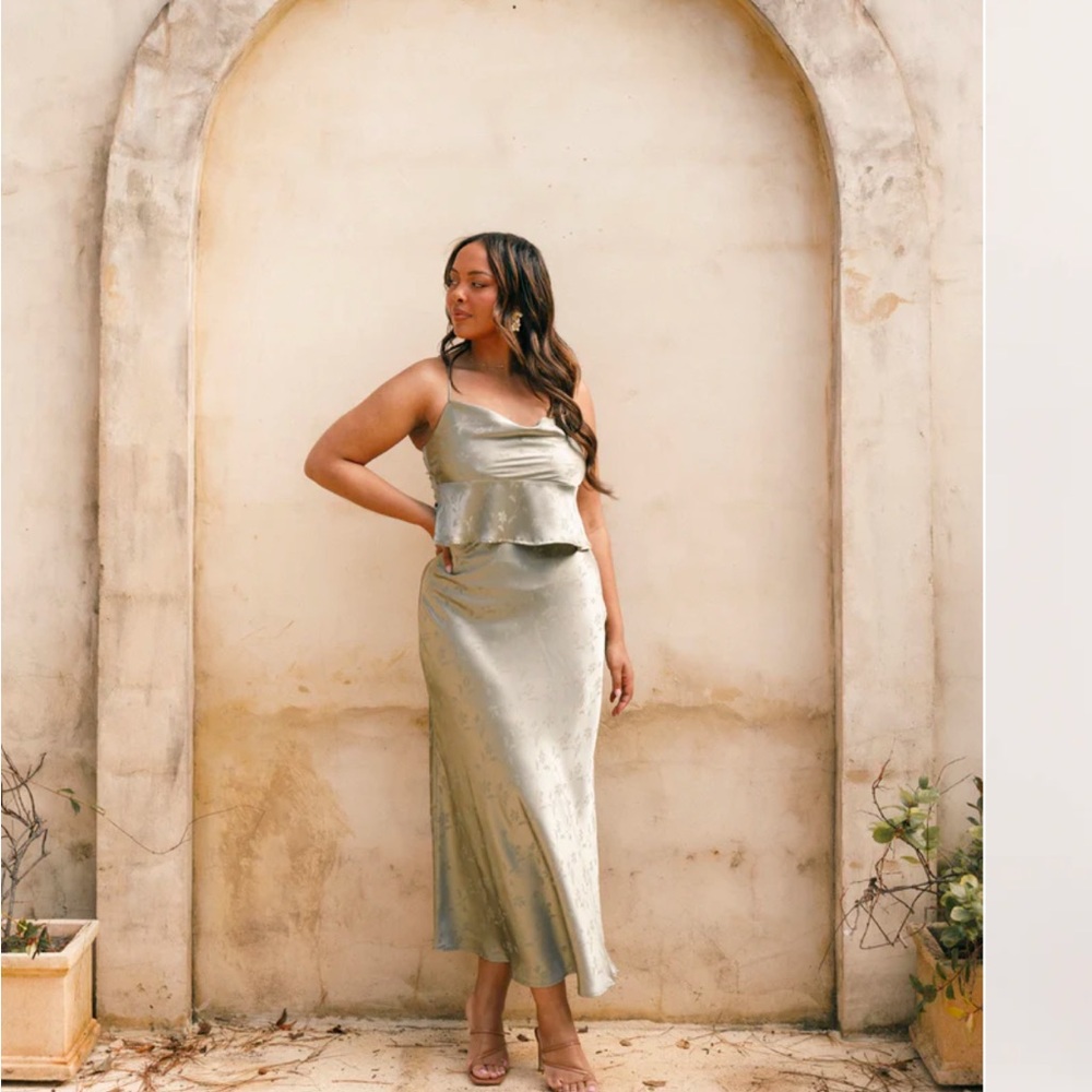 Elegant Green Satin matching set